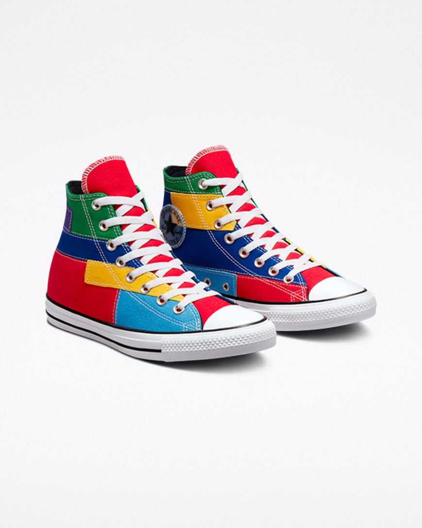 Tenisky Vysoke Converse Chuck Taylor All Star Patchwork Panske Červené Modre | SK GOLWJ0